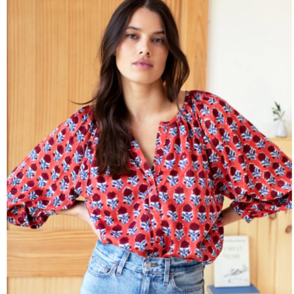 Emerson Fry Frances Blouse - Carmen Flowers Satin NEW - Sold Out